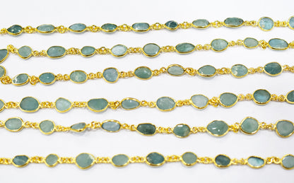 Grandidierite Slice Shape Connector Chain , 8 - 9 mm , RB-6552