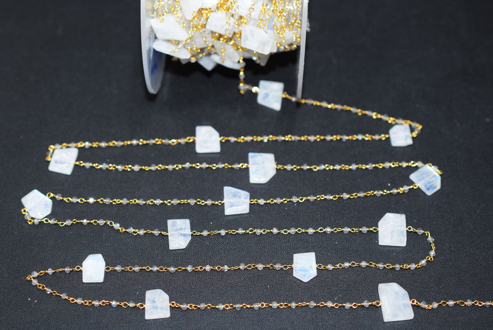Labradorite Faceted Round Shape Rosary Beaded Chain , Sold By Foot , 2 mm , RB-6553