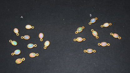 Ethiopian Opal Smooth Oval Shape Single And Double Bail Connector , Sold By Piece , 9 mm , RB-6555