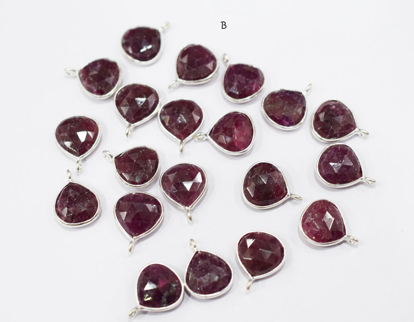 Ruby Faceted Heart Shape Single Bail Connector , Sold By Piece , 13x13 mm , RB-6559