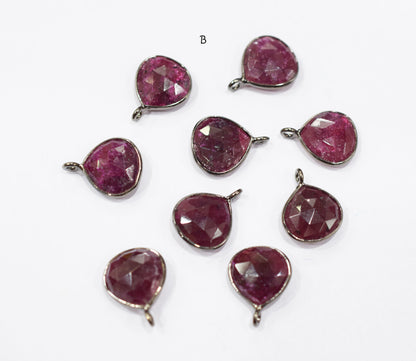Ruby Faceted Heart Shape Single Bail Connector , Sold By Piece , 13x13 mm , RB-6559