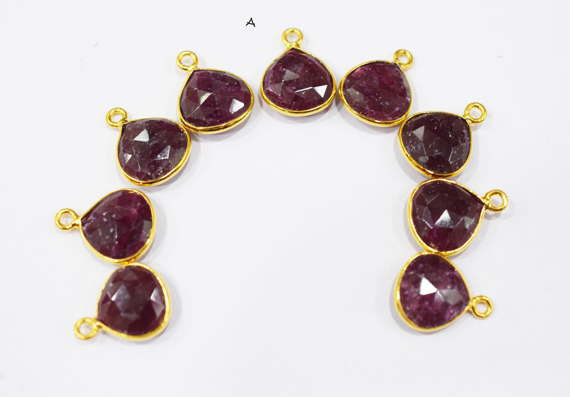 Ruby Faceted Heart Shape Single Bail Connector , Sold By Piece , 13x13 mm , RB-6559