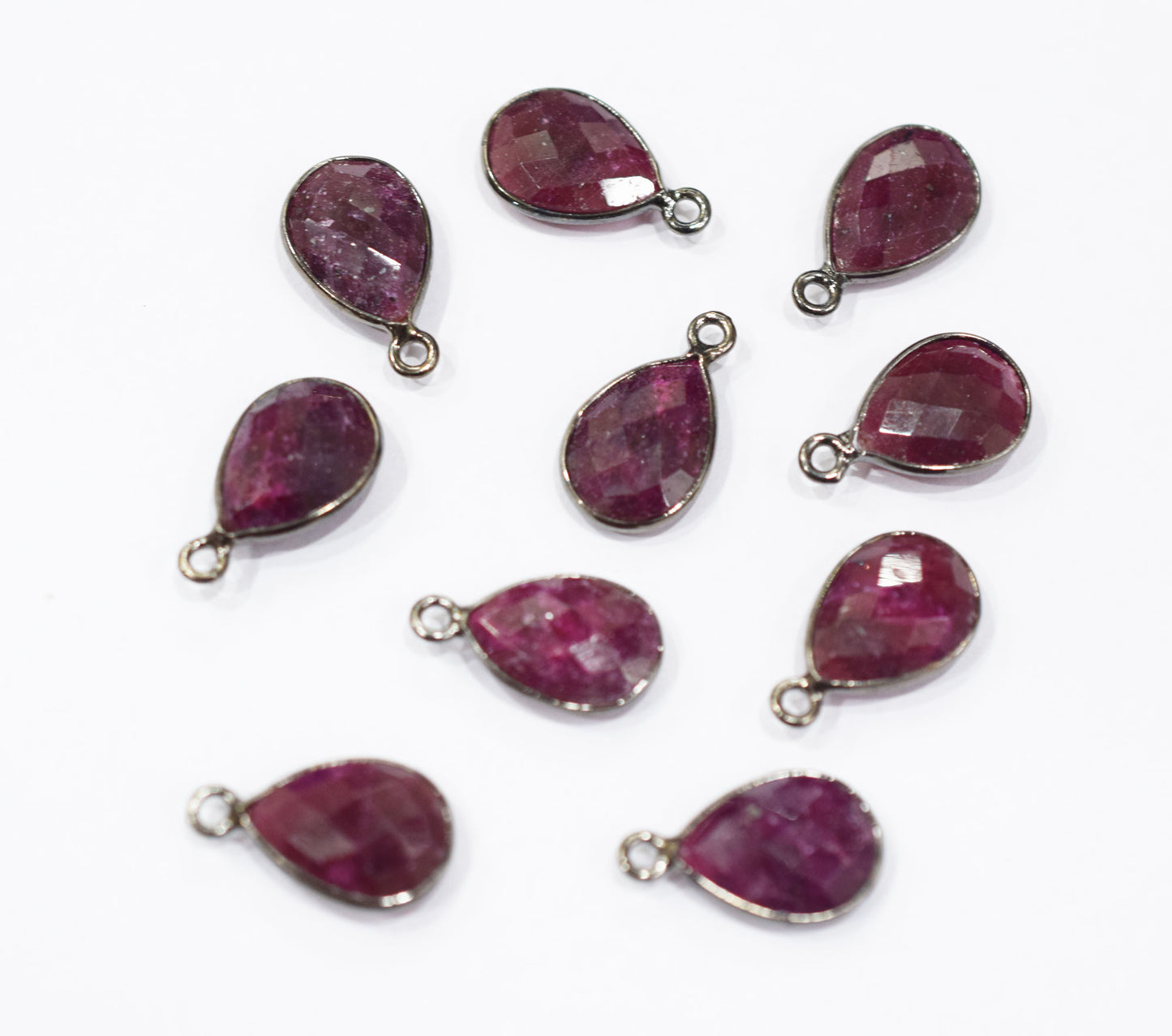 Ruby Faceted Pear Shape Single Bail Connector , Sold By Piece , 11x15 mm , RB-6560A