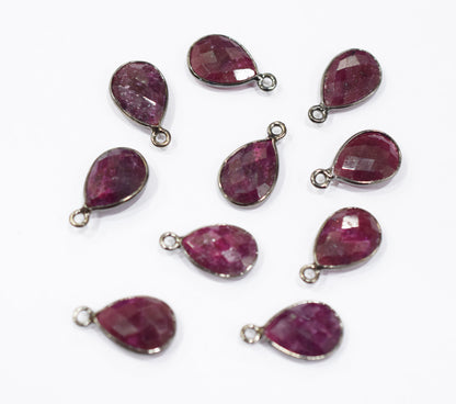 Ruby Faceted Pear Shape Single Bail Connector , Sold By Piece , 11x15 mm , RB-6560A