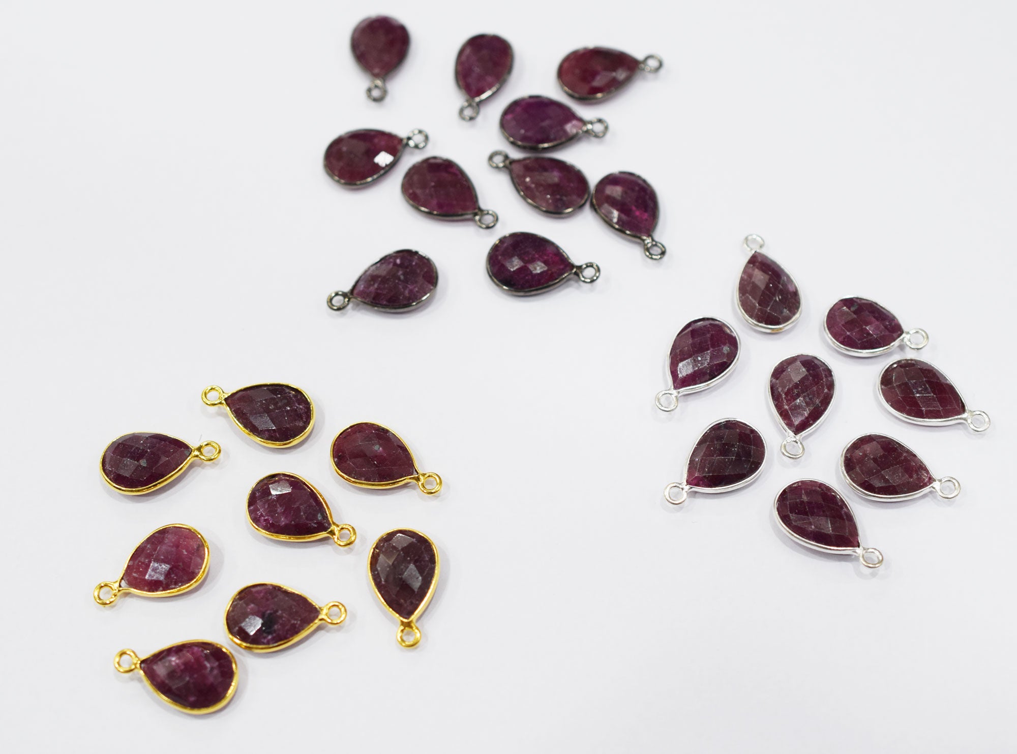 Ruby Faceted Pear Shape Single Bail Connector , Sold By Piece , 11x15 mm , RB-6560A