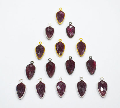 Ruby Faceted Tie Shape Single Bail Connector , Sold By Piece , 19 mm , RB-6561C