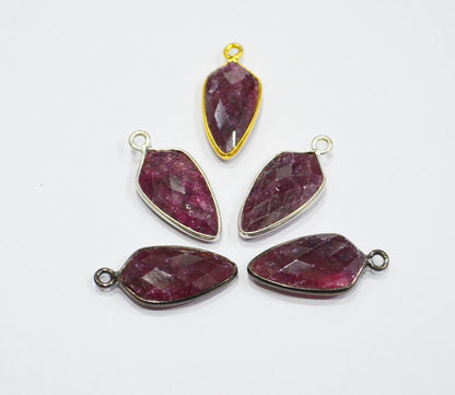 Ruby Faceted Tie Shape Single Bail Connector , Sold By Piece , 19 mm , RB-6561C