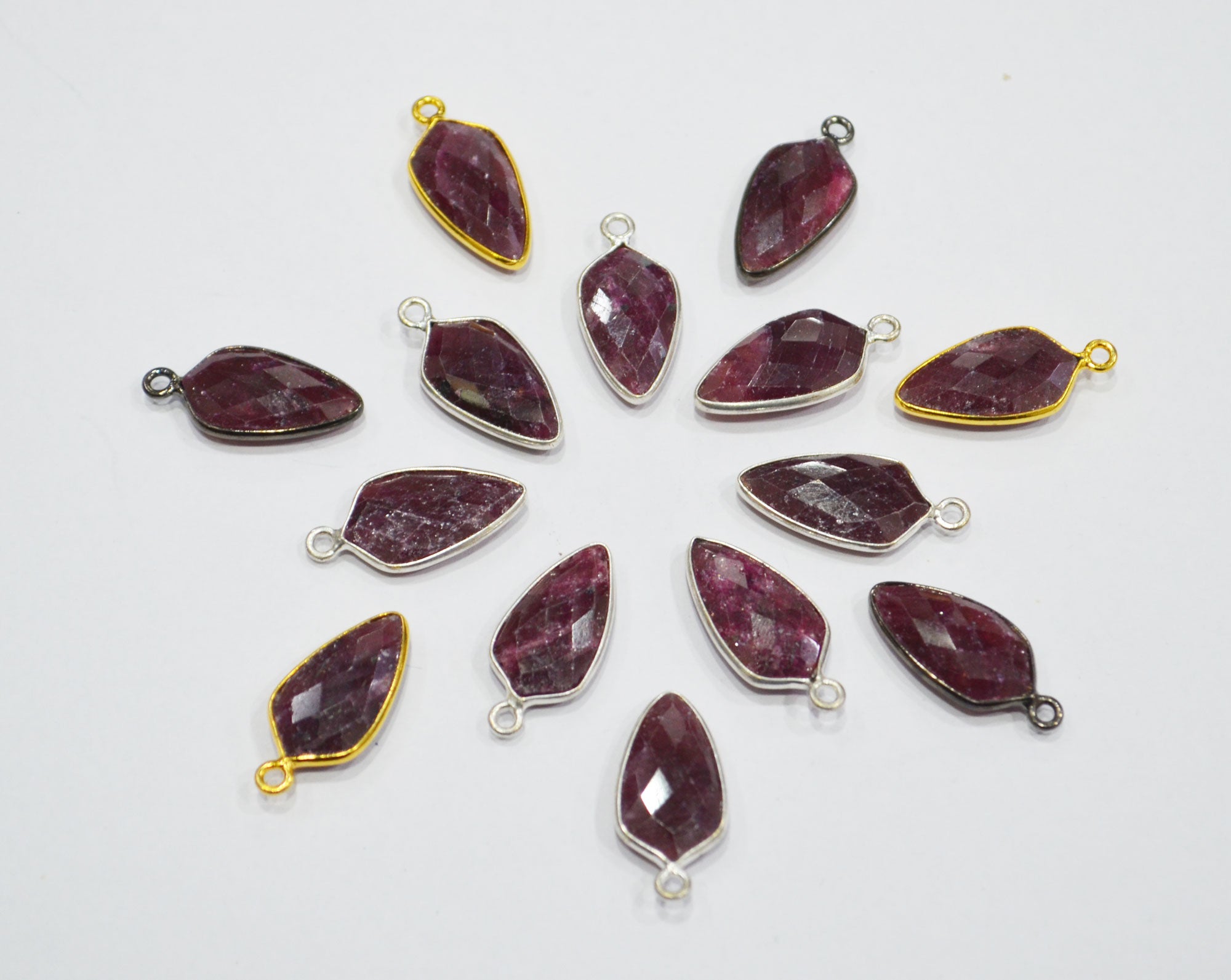 Ruby Faceted Tie Shape Single Bail Connector , Sold By Piece , 19 mm , RB-6561C