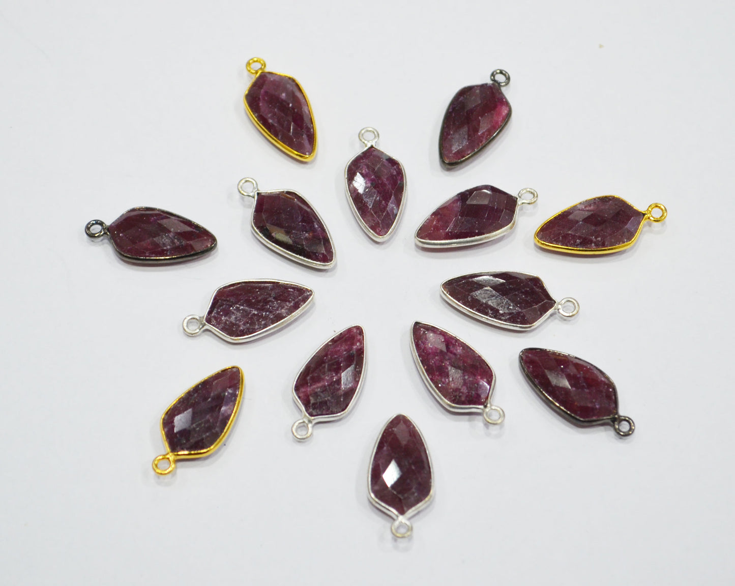 Ruby Faceted Tie Shape Single Bail Connector , Sold By Piece , 19 mm , RB-6561C