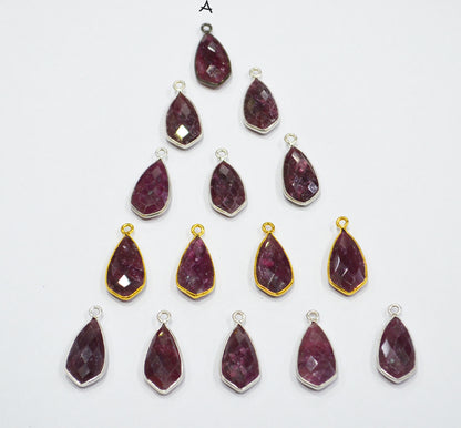 Ruby Faceted Tie Shape Single And Double Bail Connector , Sold By Piece , 19 mm , RB-6561