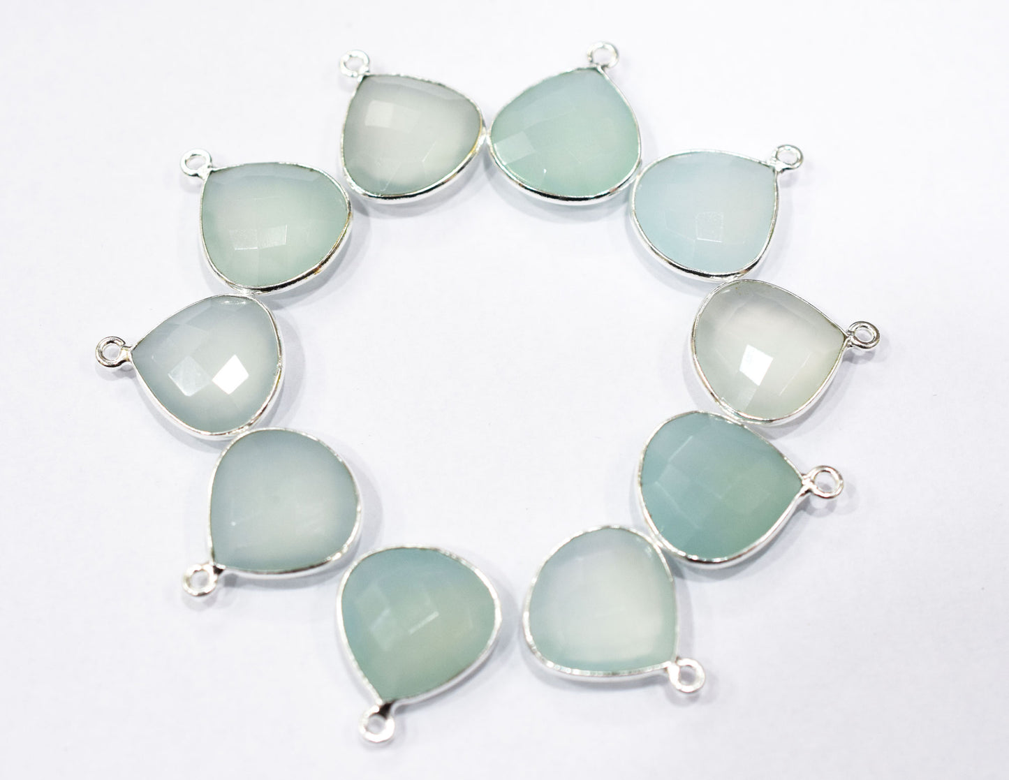 Aqua Chalcedony Faceted Heart Shape Connector , Sold By Piece , 16x16 mm , RB-6563