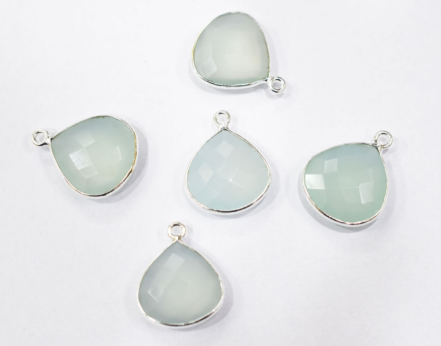 Aqua Chalcedony Faceted Heart Shape Connector , Sold By Piece , 16x16 mm , RB-6563
