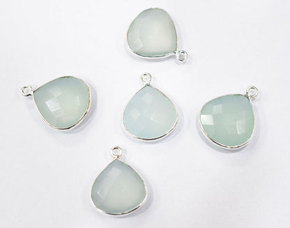 Aqua Chalcedony Faceted Heart Shape Connector , Sold By Piece , 16x16 mm , RB-6563
