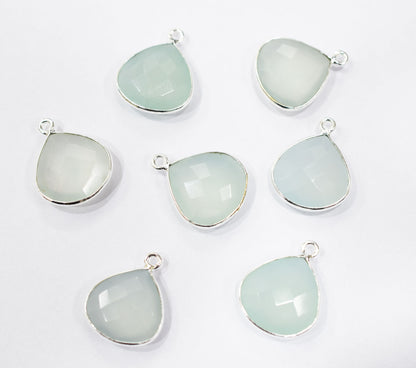 Aqua Chalcedony Faceted Heart Shape Connector , Sold By Piece , 16x16 mm , RB-6563
