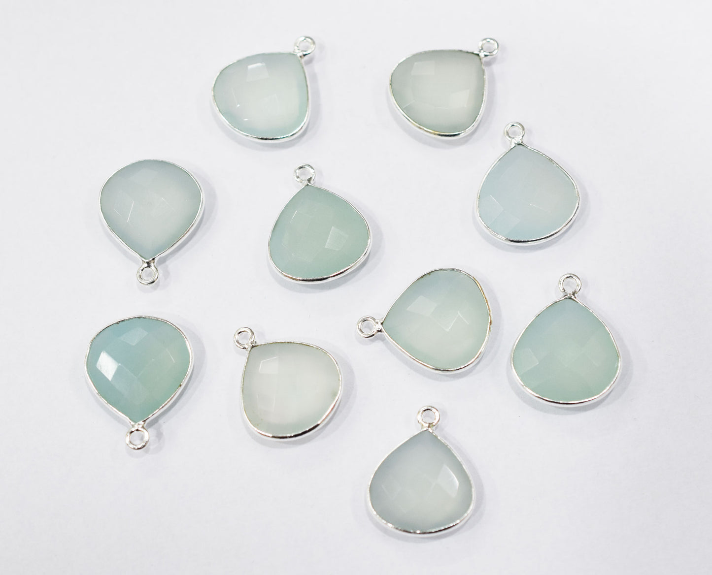Aqua Chalcedony Faceted Heart Shape Connector , Sold By Piece , 16x16 mm , RB-6563