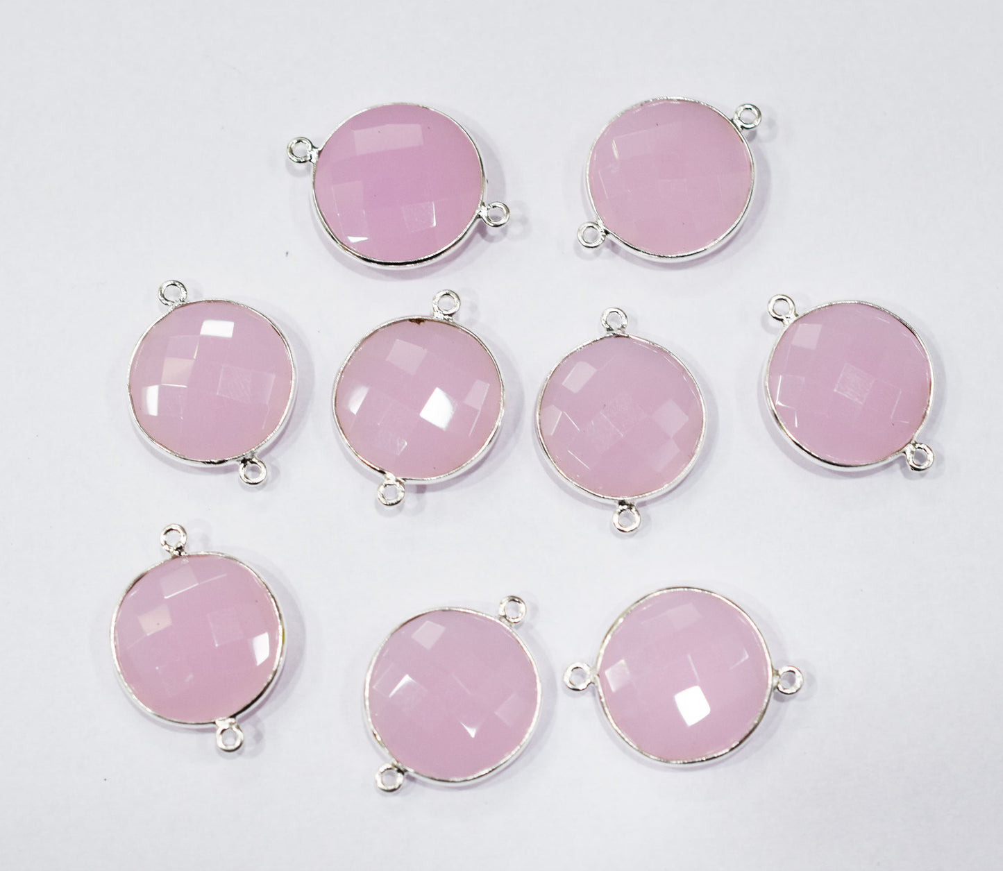 Rose Chalcedony Faceted Coin Shape Connector , Sold By Piece , 20 mm , RB-6566