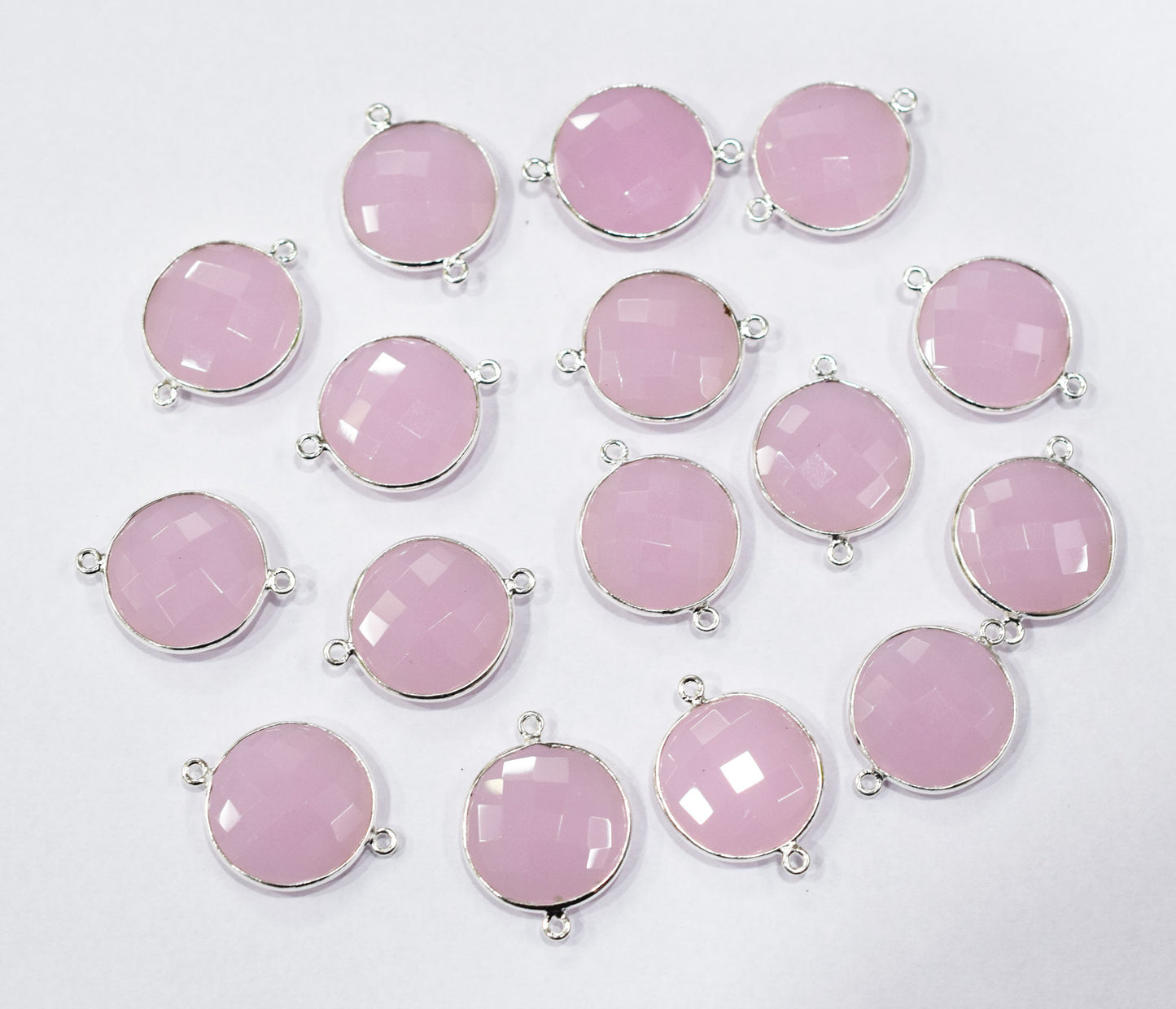 Rose Chalcedony Faceted Coin Shape Connector , Sold By Piece , 20 mm , RB-6566