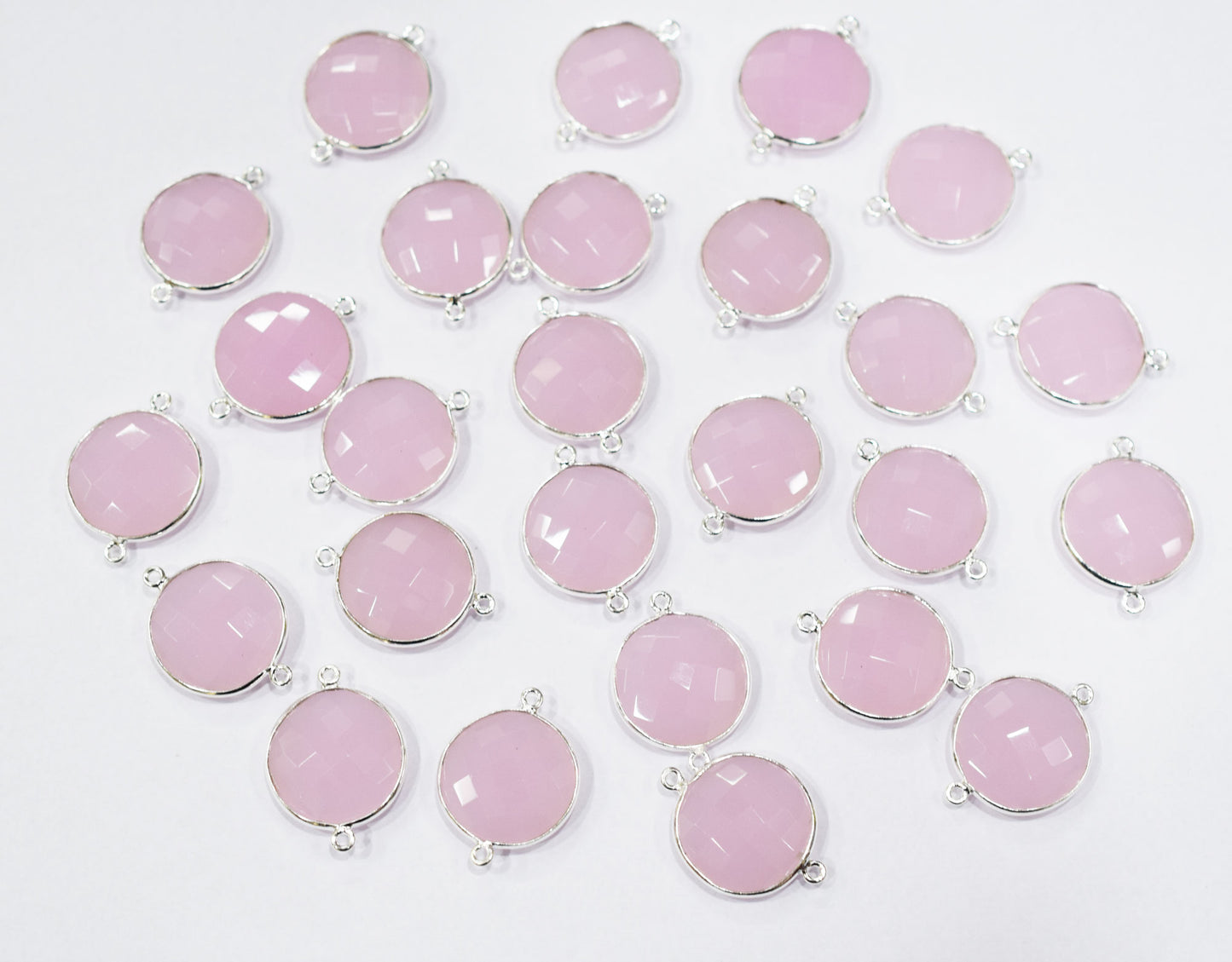 Rose Chalcedony Faceted Coin Shape Connector , Sold By Piece , 20 mm , RB-6566