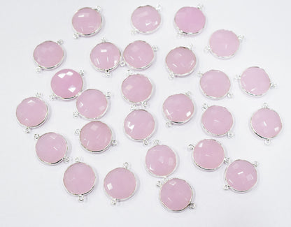 Rose Chalcedony Faceted Coin Shape Connector , Sold By Piece , 20 mm , RB-6566