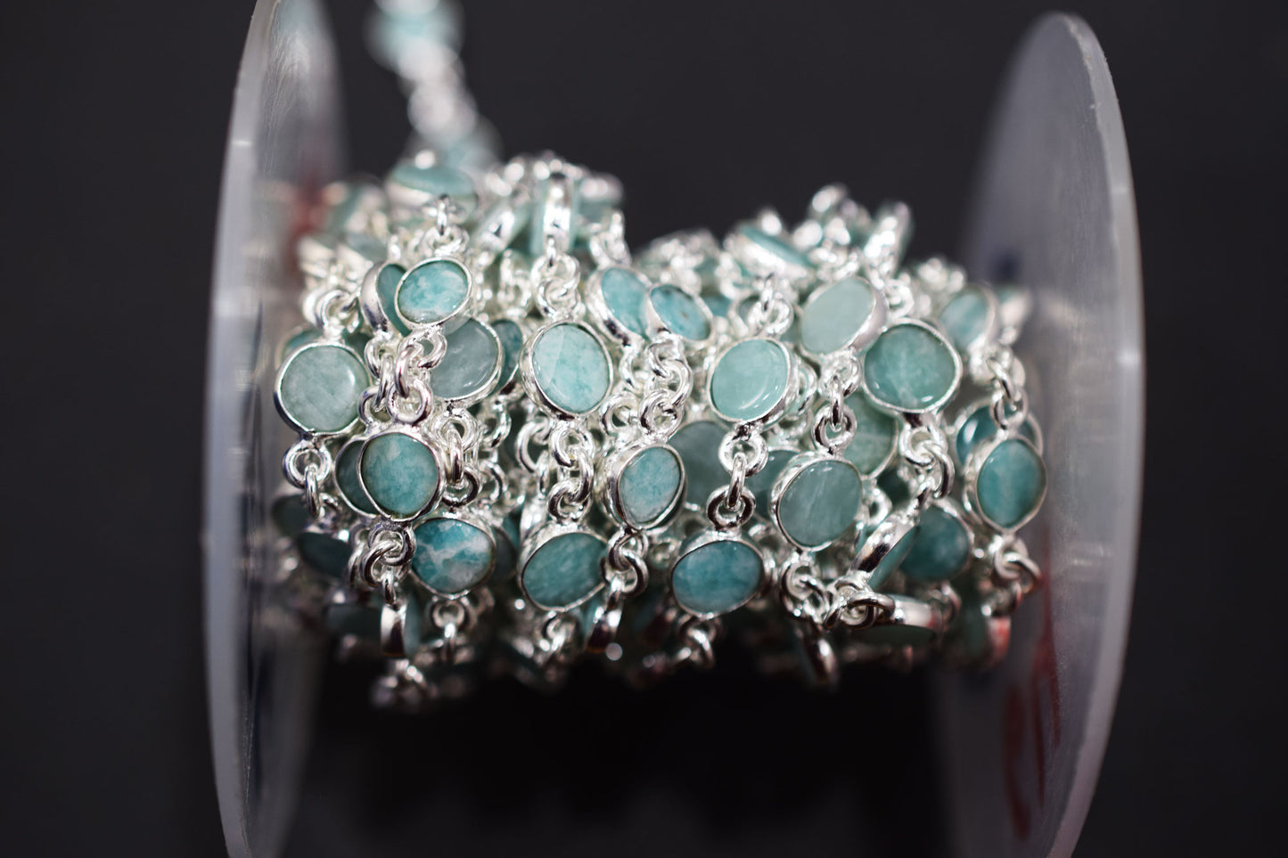 Amazonite Coin Shape Connector Chain , 7 mm , RB-6577