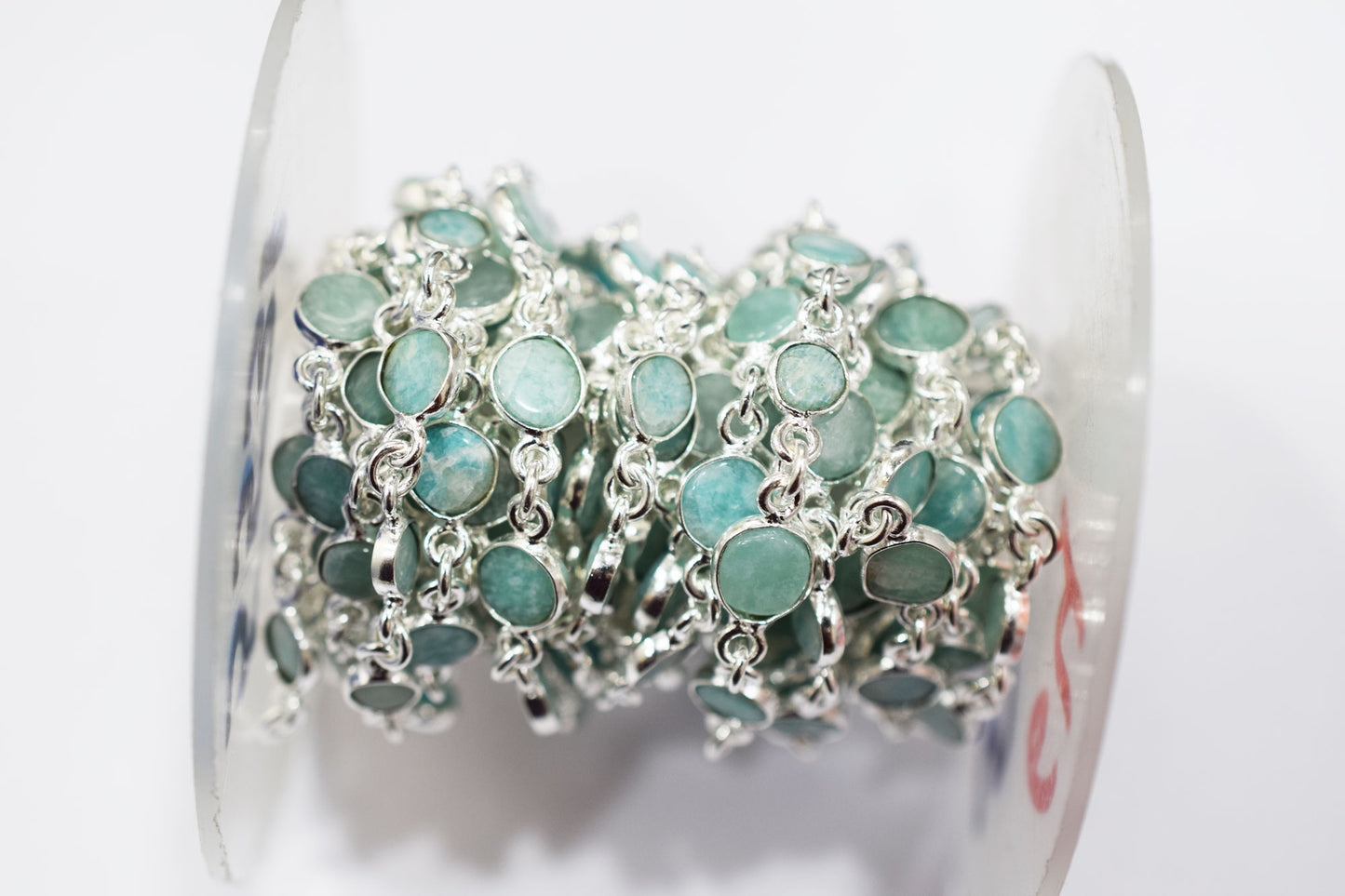 Amazonite Coin Shape Connector Chain , 7 mm , RB-6577