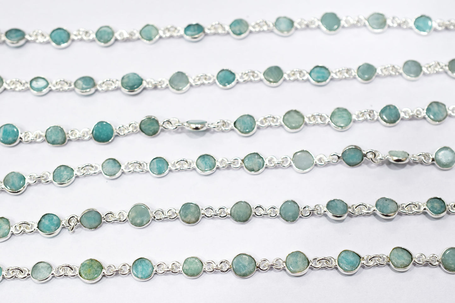 Amazonite Coin Shape Connector Chain , 7 mm , RB-6577