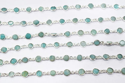 Amazonite Coin Shape Connector Chain , 7 mm , RB-6577