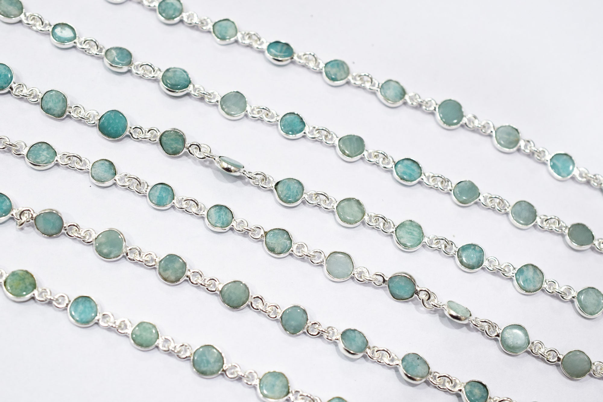 Amazonite Coin Shape Connector Chain , 7 mm , RB-6577