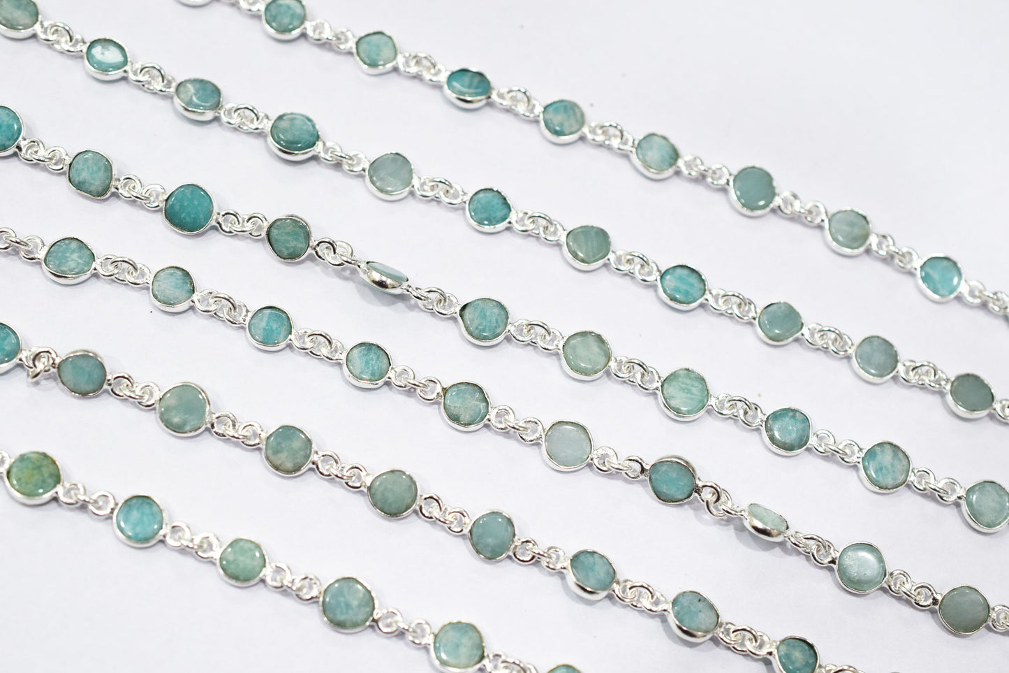 Amazonite Coin Shape Connector Chain , 7 mm , RB-6577