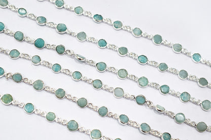 Amazonite Coin Shape Connector Chain , 7 mm , RB-6577
