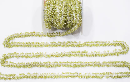 Peridot Faceted Round Shape Grape Chain , 3 mm , RB-6583
