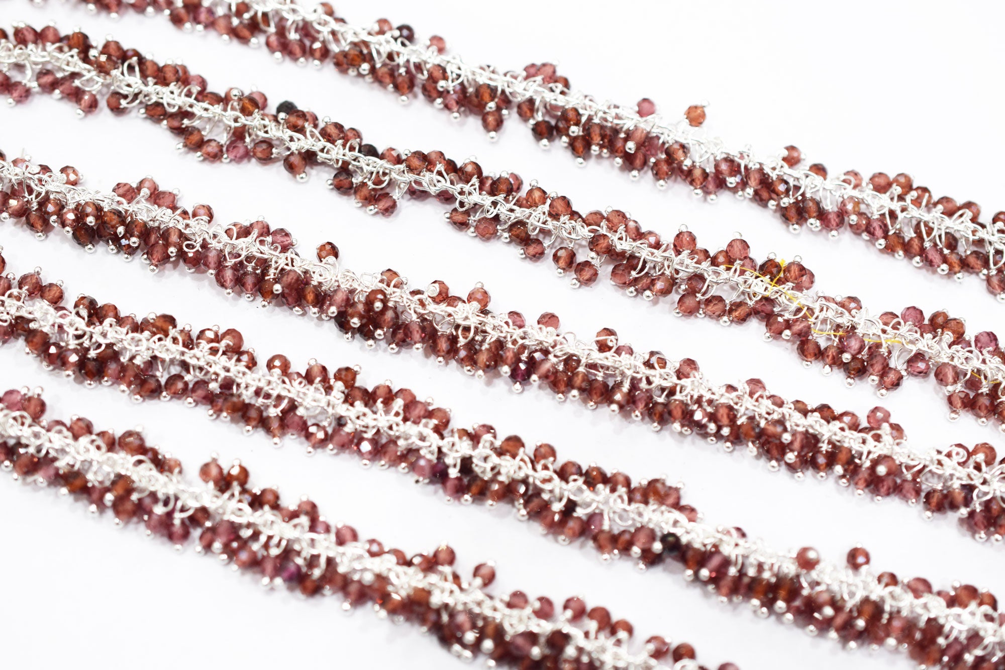 Mozambique Garnet Faceted Round Shape Grape Chain , 3 mm , RB-6584