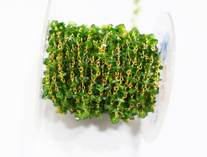 Chrome Diopside Rough Nuggets Rosary Beaded Chain , 3 - 5 mm , RB-6588