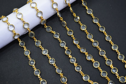 Crystal Faceted Coin Shape Connector Chain , 8 mm , RB-6592