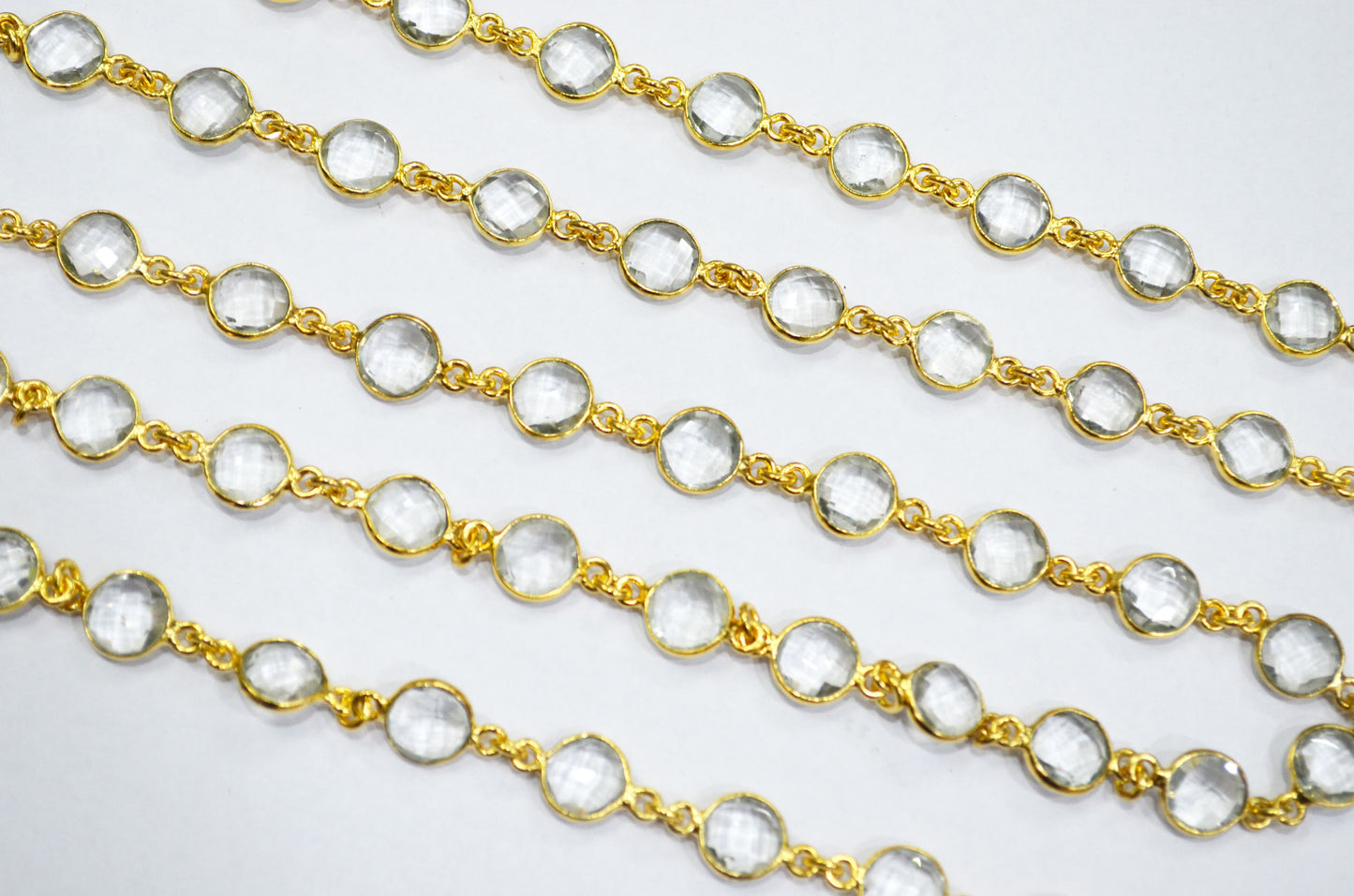 Crystal Faceted Coin Shape Connector Chain , 8 mm , RB-6592