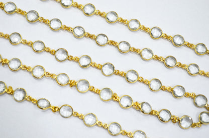 Crystal Faceted Coin Shape Connector Chain , 8 mm , RB-6592