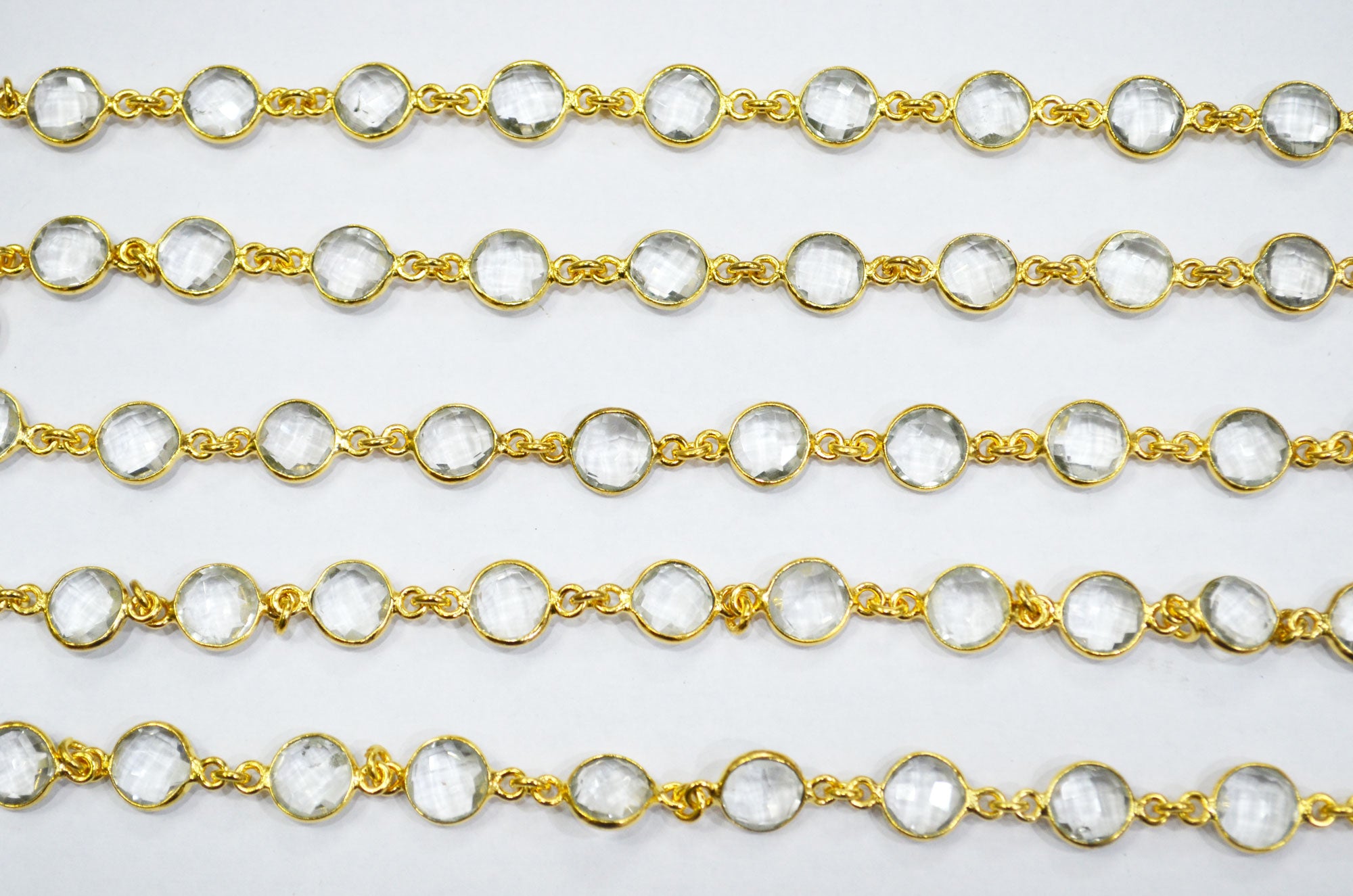 Crystal Faceted Coin Shape Connector Chain , 8 mm , RB-6592