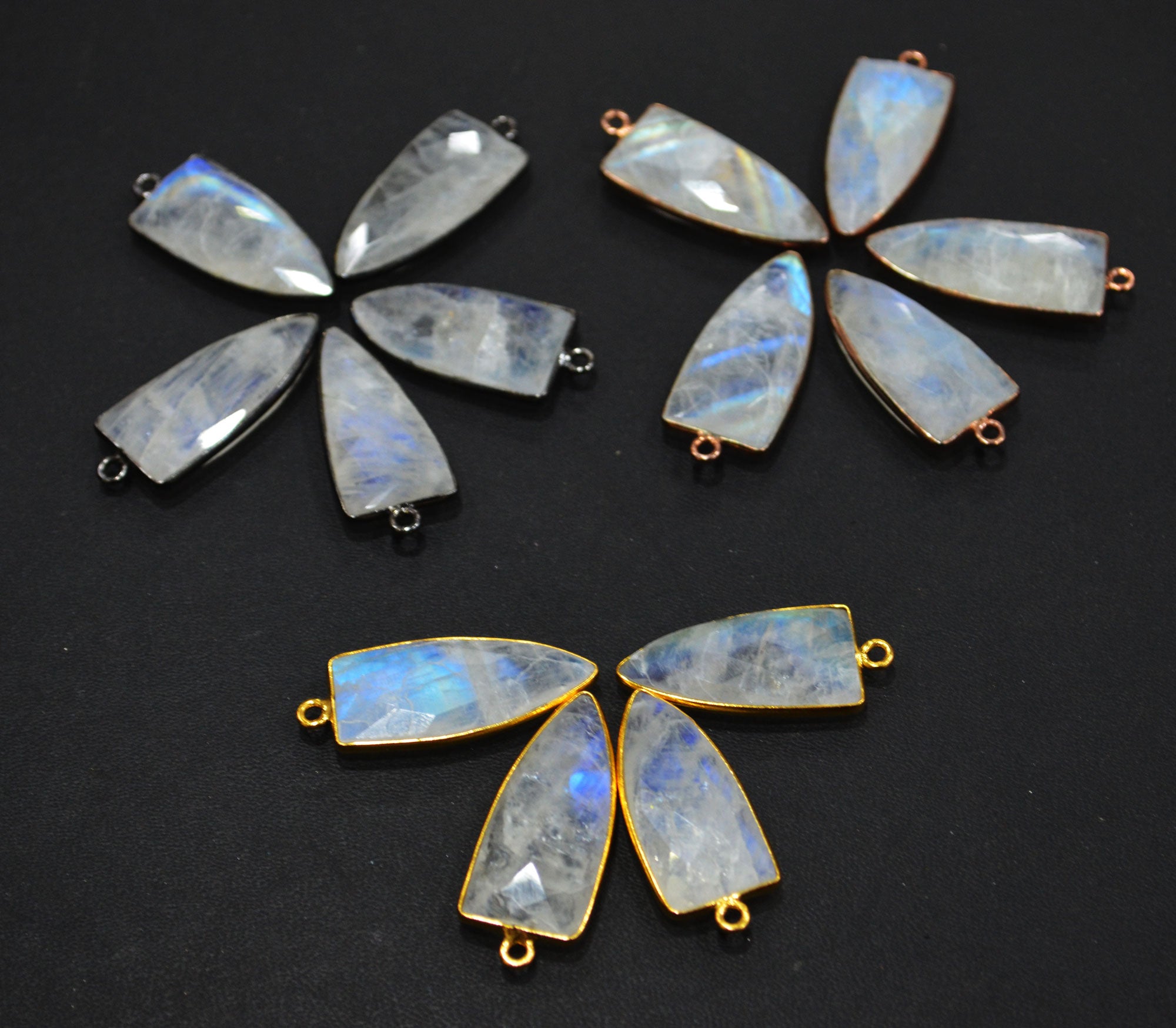 Rainbow Moonstone Faceted Arrowhead Shape Connector , Sold By Piece , 14x28 mm , RB-6595