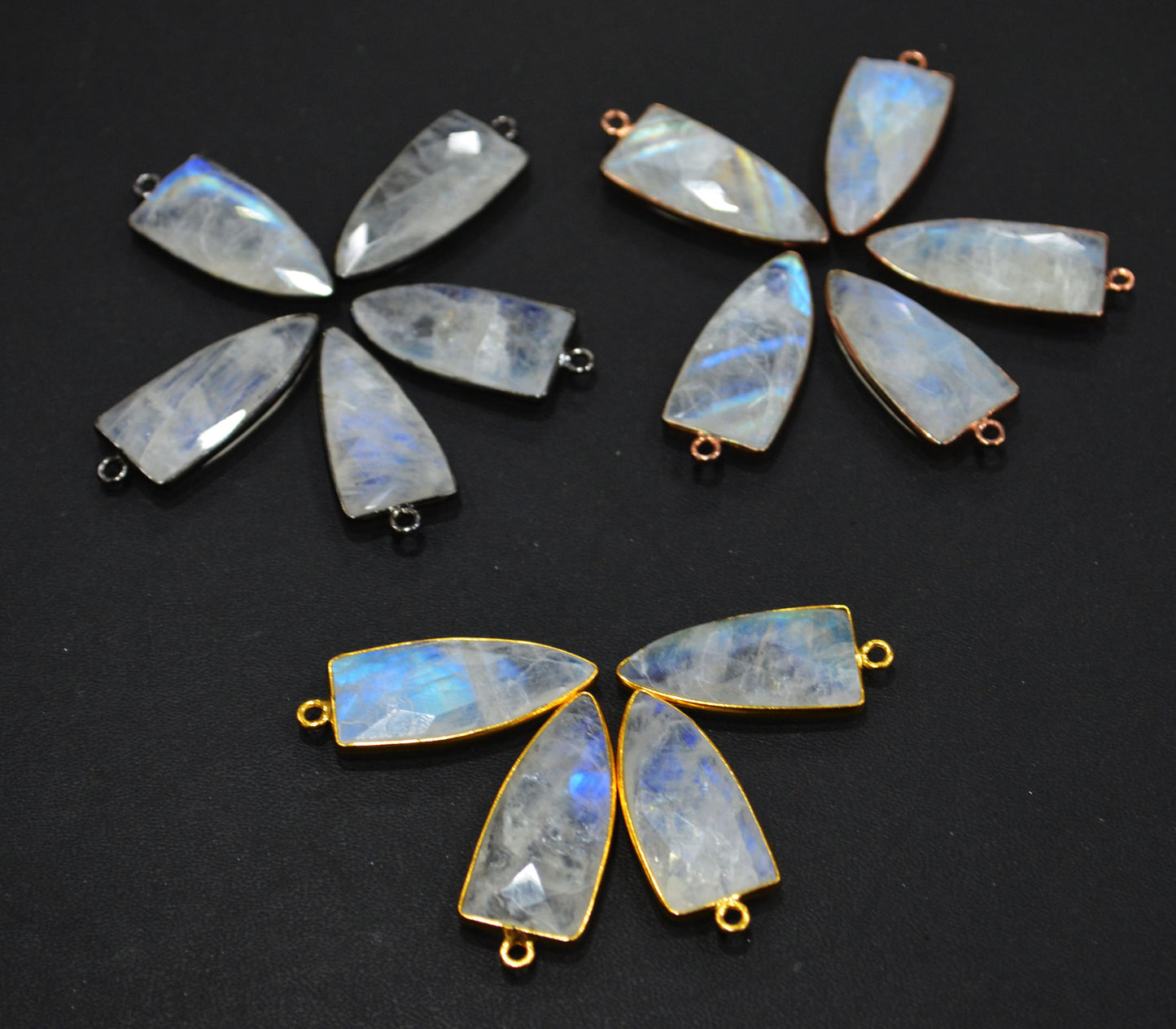 Rainbow Moonstone Faceted Arrowhead Shape Connector , Sold By Piece , 14x28 mm , RB-6595