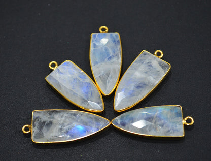 Rainbow Moonstone Faceted Arrowhead Shape Connector , Sold By Piece , 14x28 mm , RB-6595