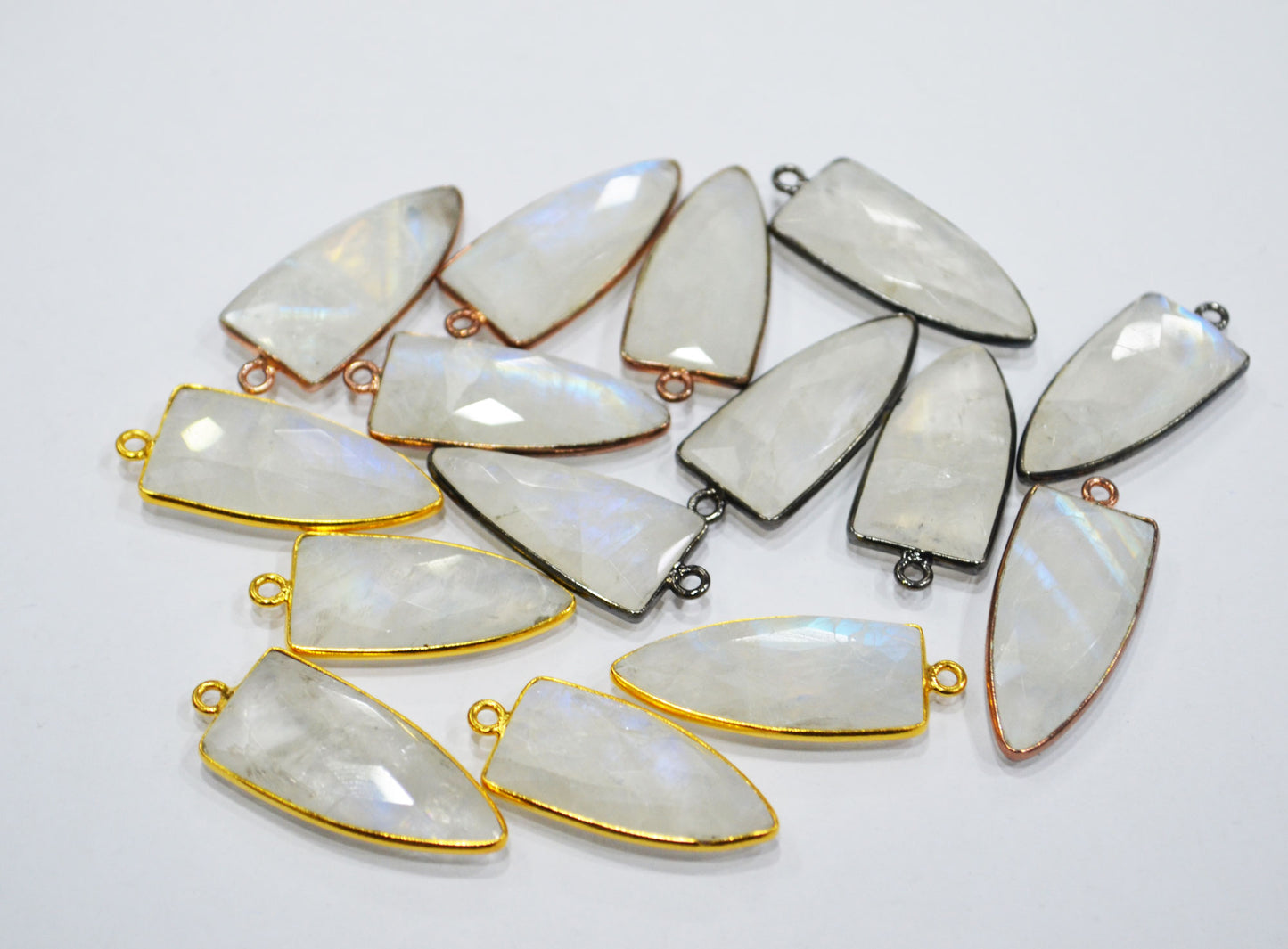 Rainbow Moonstone Faceted Arrowhead Shape Connector , Sold By Piece , 14x28 mm , RB-6595