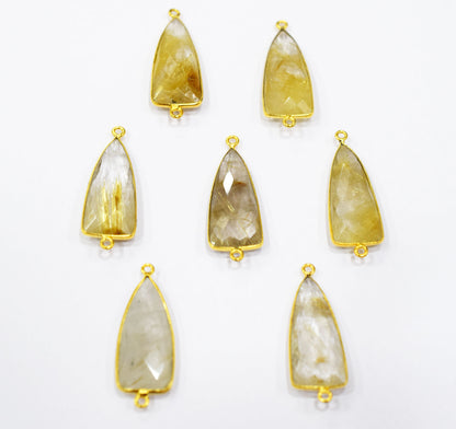 Golden Rutile Faceted Arrowhead Shape Connector , Sold By Piece , 14x28 mm , RB-6600