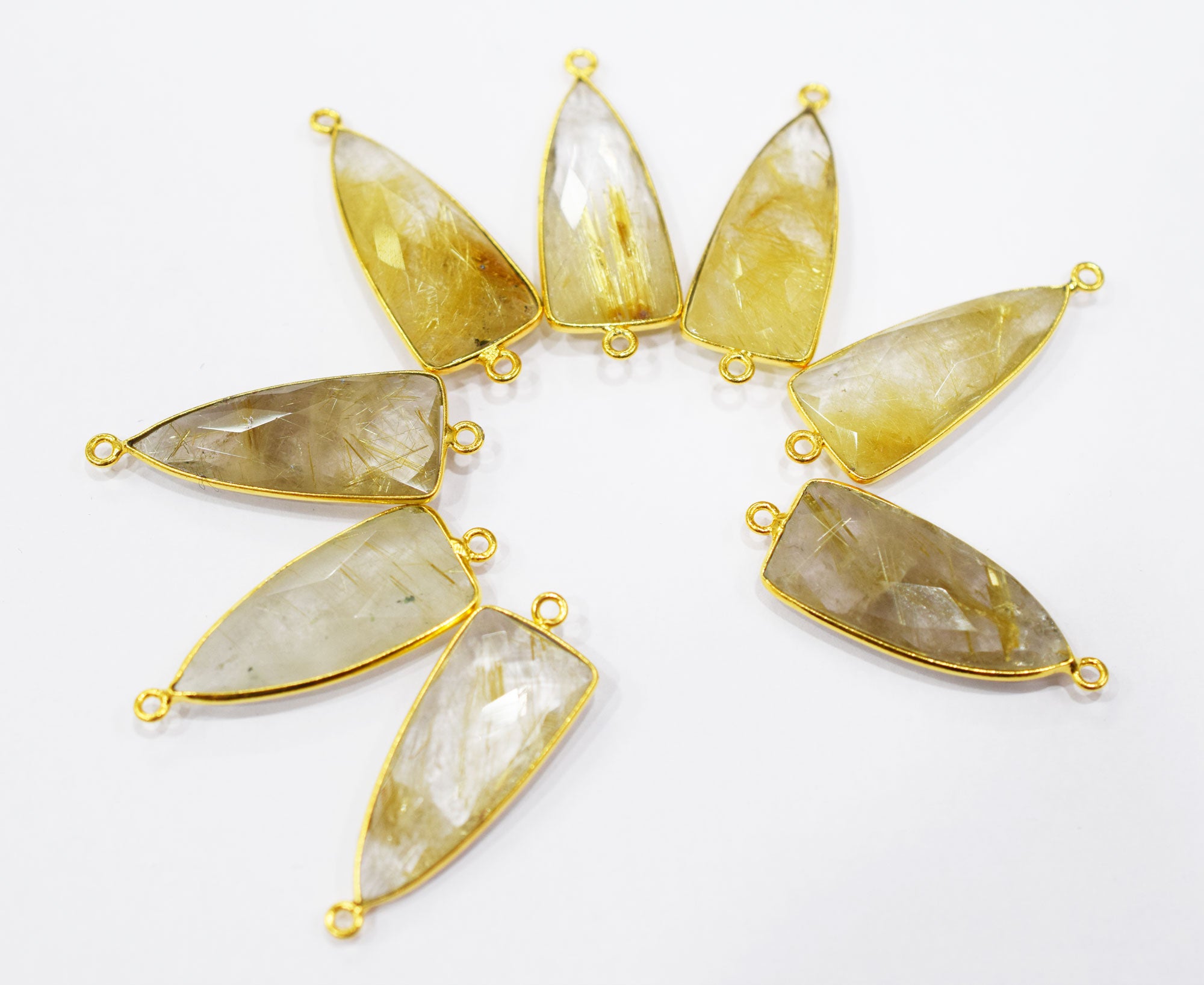 Golden Rutile Faceted Arrowhead Shape Connector , Sold By Piece , 14x28 mm , RB-6600