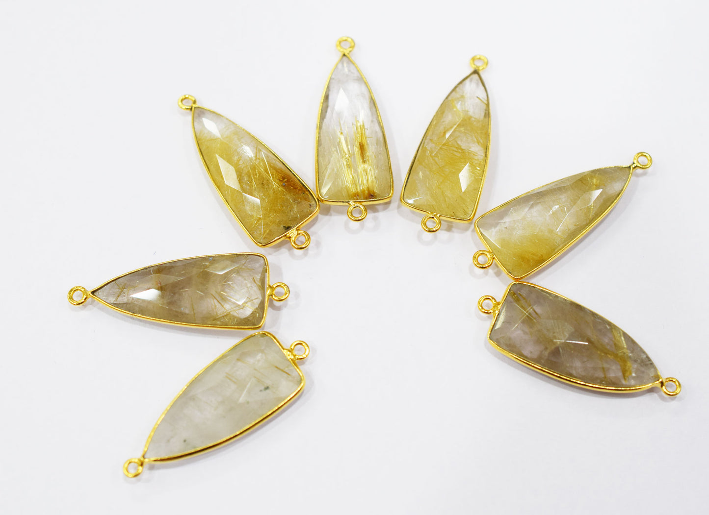 Golden Rutile Faceted Arrowhead Shape Connector , Sold By Piece , 14x28 mm , RB-6600
