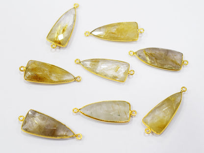 Golden Rutile Faceted Arrowhead Shape Connector , Sold By Piece , 14x28 mm , RB-6600
