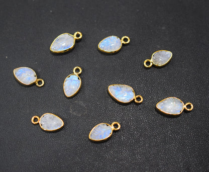Rainbow Moonstone Hand Carved Leaf Shape Connector , Sold By Piece , 8x12 mm , RB-6609