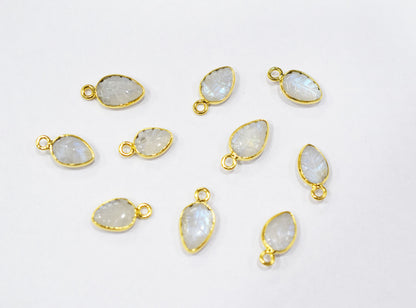 Rainbow Moonstone Hand Carved Leaf Shape Connector , Sold By Piece , 8x12 mm , RB-6609