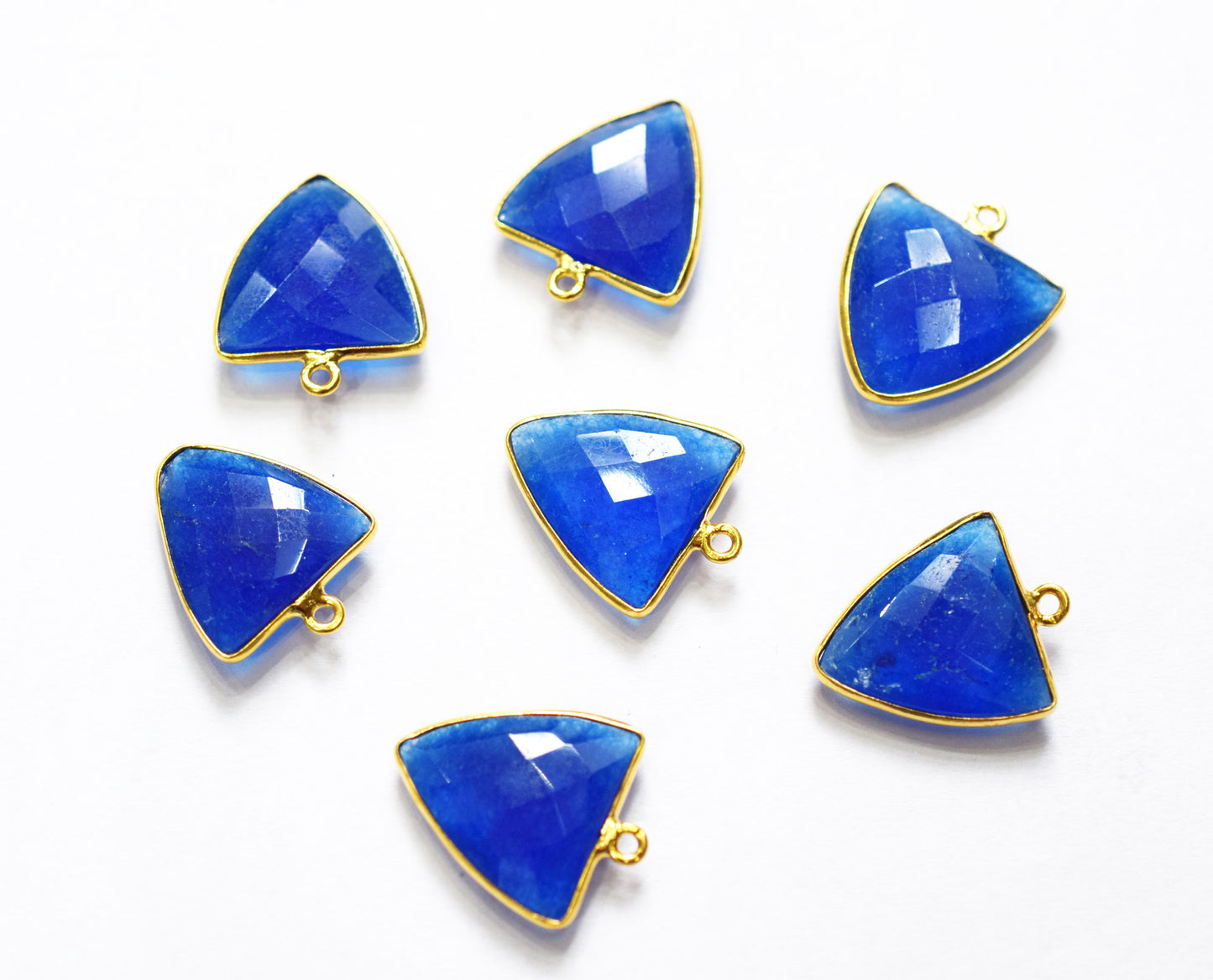 Blue Chalcedony Faceted Trillion Shape Connector , Sold By Piece , 20 mm , RB-6632