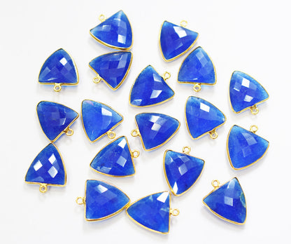 Blue Chalcedony Faceted Trillion Shape Connector , Sold By Piece , 20 mm , RB-6632