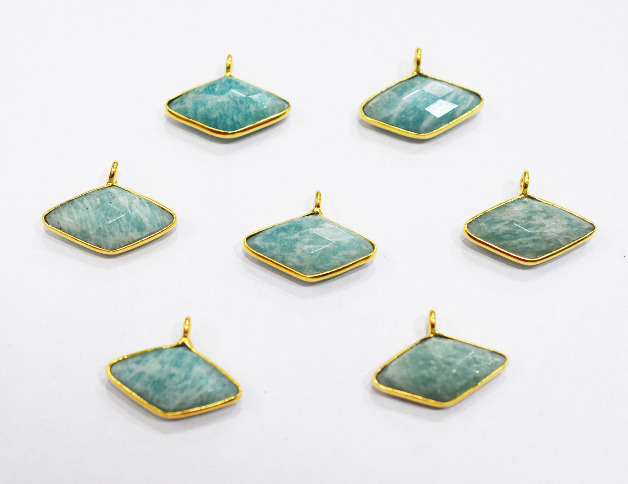 Amazonite Faceted Diamond Shape Single Bail Connector , Sold By Piece , 21 mm , RB-6636